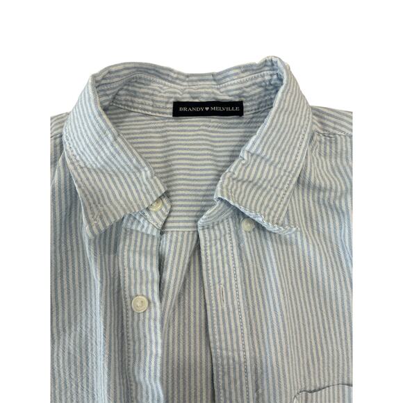 Brandy Melville Preppy Striped Button-Up Long Sleeve - Picture 2 of 3